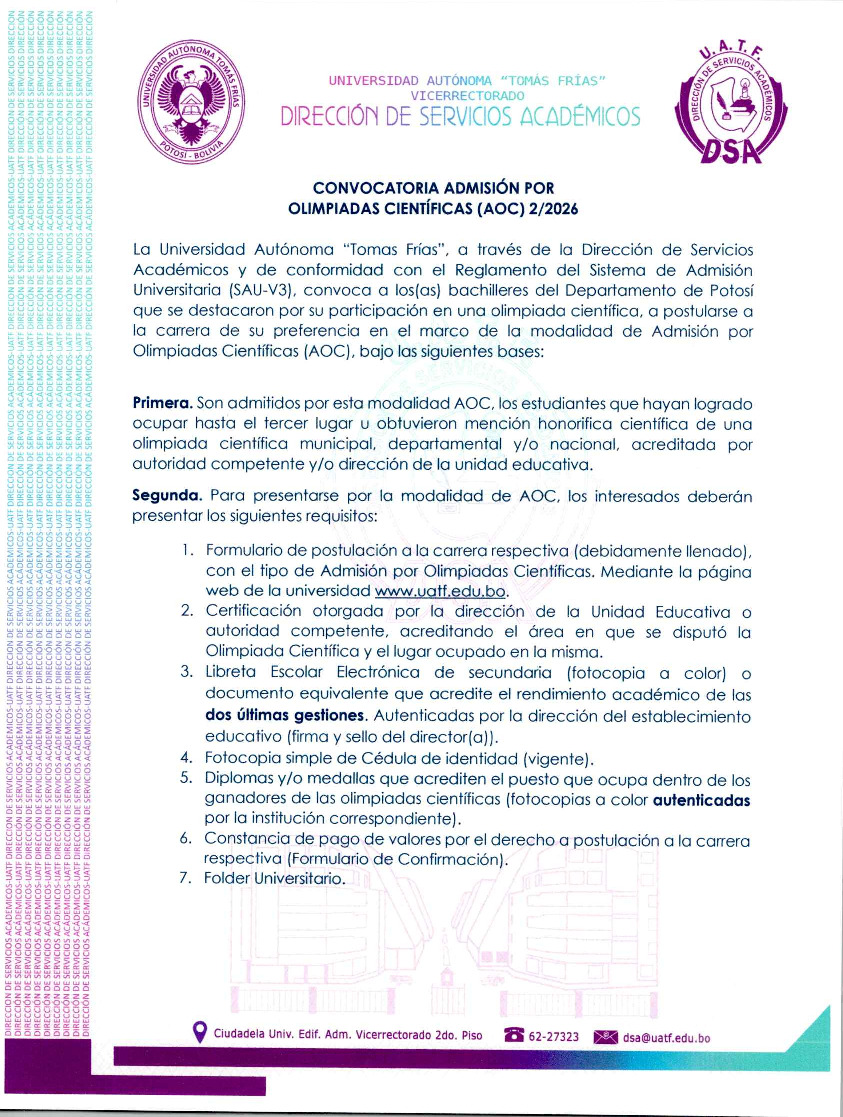 Admisión por Olimpiadas Científicas 2/226                                                                                                                                                                                                                 